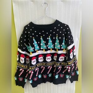 Women's Ugly Christmas Sweaters, Long Sleeve Santa/Snowman Print Loose Knit XL